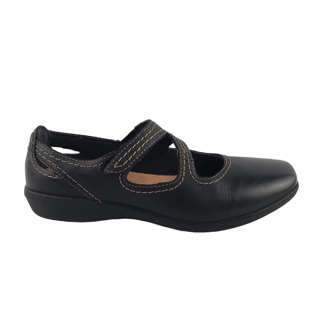 Clarks Collection Womens 8.5 Soft Cushion Black Leather Mary Jane Shoes